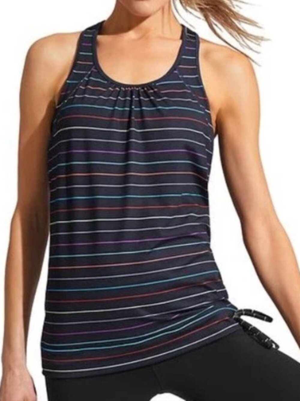 Athleta Racerback Tinker Tank Top Side Tie Built In Bra Padded Athletic Top Sz M